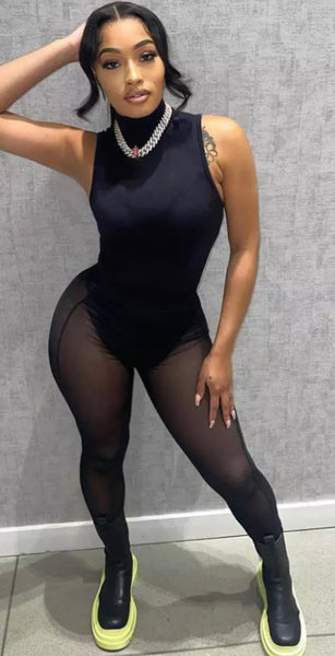 Mesh leggings two piece set