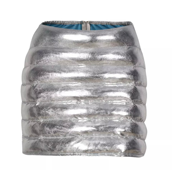 Metallic puffer skirt